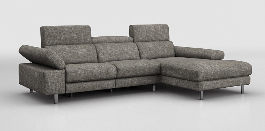 Alfonsine - large corner sofa with 1 electric recliner - right peninsula